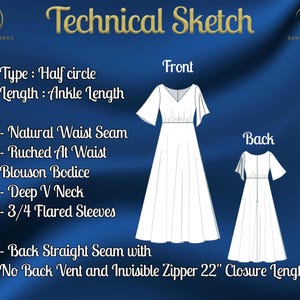 PDF Digital Sewing Pattern Livia Ankle Dress Pattern | Half Circle ...