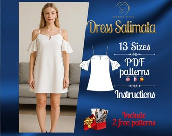 PDF digital sewing pattern for Salimata dress | Trapeze dress pattern | Mini dress pattern | Easy dress pattern | Gown Sewing Pattern