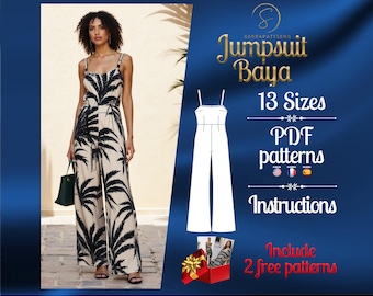 PDF digital sewing pattern for Baya Jumpsuit | Palazzo Jumpsuit pattern | overalls pattern | jumpsuit pdf pattern | loose jumpsuit pattern