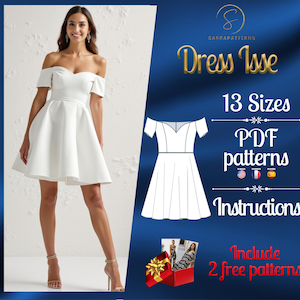 PDF digital sewing pattern for Isse dress | Circle dress pattern | Princess dress pattern | Mini dress pattern | Gown Sewing Pattern