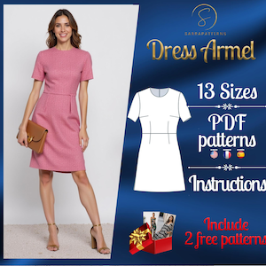 PDF digital sewing pattern Armel Above Knee dress | A-line dress pattern | formal dress pattern  | Mini dress pattern | sexy dress pattern
