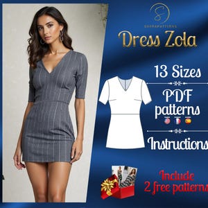 PDF digital sewing pattern for Zola Micro mini dress | A-line dress pattern | Mini dress pattern | sexy dress pattern | easy dress pattern