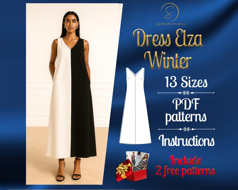PDF Digital Sewing Pattern for Elza Winter Dress | Tent Dress Pattern ...