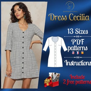 PDF digital sewing pattern for the Cecilia mini dress | A-line dress pattern | Mini dress pattern | sexy dress pattern | easy dress pattern