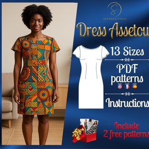 PDF digital sewing pattern for Assetou dress | Penci dress pattern | Knee dress pattern | African Print Dress | Africa dress pattern