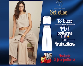 Sewing Pattern for the Linen set Elise | Linen Top Pattern and Linen Pant Pattern | pdf sewing pattern | Indie sewing | Summer Patterns