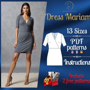 PDF digital sewing pattern for the Mariam mini dress | Straight dress pattern | Mini dress pattern | sexy dress pattern | easy dress pattern