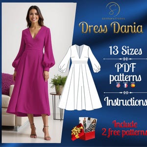 PDF digital sewing pattern  for the Dania Midi dress | Circle dress pattern | Gown Sewing Pattern | Midi dress pattern | dress pattern
