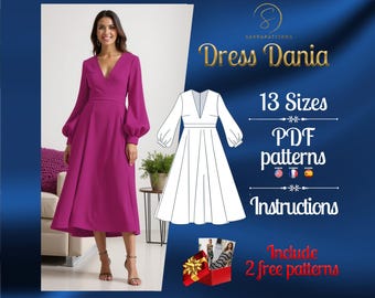 PDF digital sewing pattern  for the Dania Midi dress | Circle dress pattern | Gown Sewing Pattern | Midi dress pattern | dress pattern