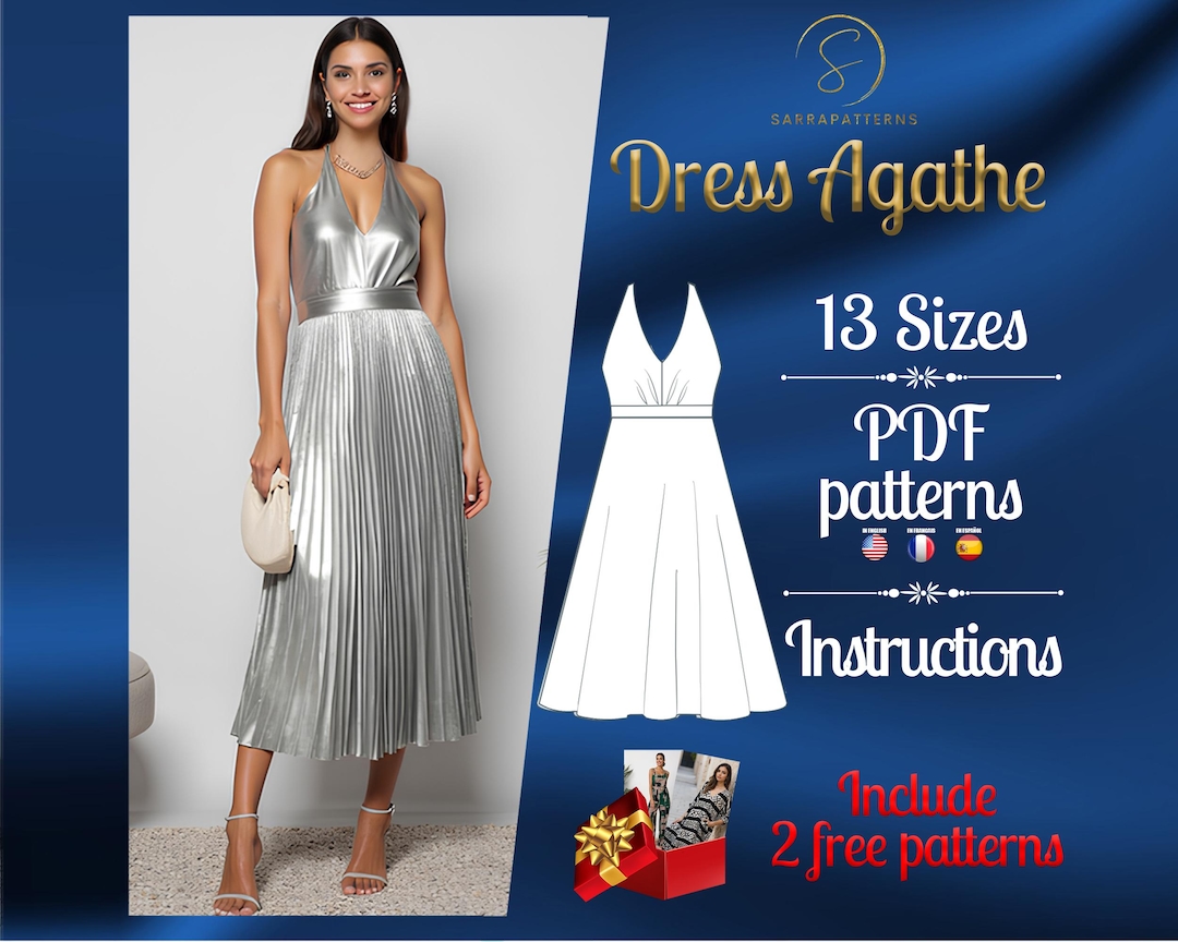 PDF Digital Sewing Pattern for Agathe Midi Dress | Half Circle Dress ...