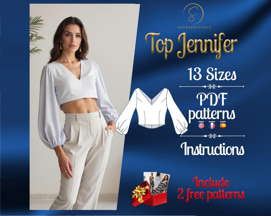 PDF Digital Sewing Pattern Jennifer Top | Crop Top Pattern | Midriff ...