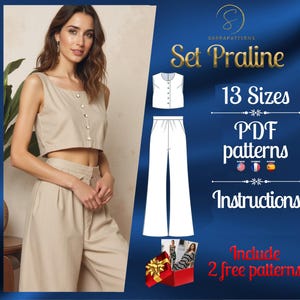 Sewing Pattern for the Linen set Praline | Linen Shirt Pattern and Linen Pant Pattern | pdf sewing pattern | Indie sewing | Summer Patterns