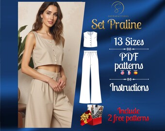 Sewing Pattern for the Linen set Praline | Linen Shirt Pattern and Linen Pant Pattern | pdf sewing pattern | Indie sewing | Summer Patterns