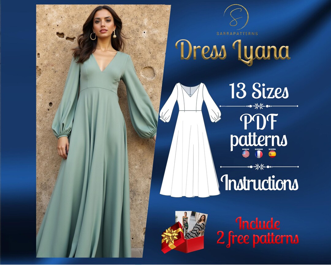 PDF Digital Sewing Pattern for Lyana Ankle Dress Pattern | Half Circle ...