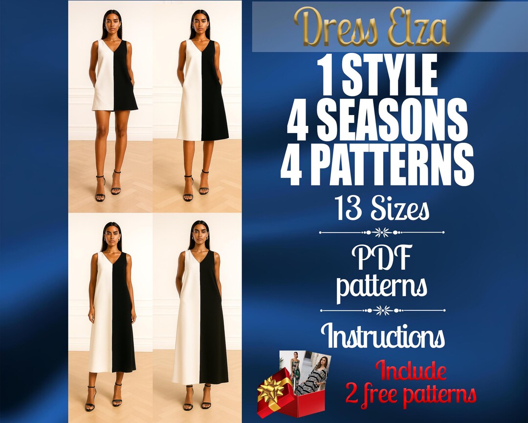 PDF Digital Sewing Pattern for Elza 4 Seasons Dresses | Bundle Sewing ...