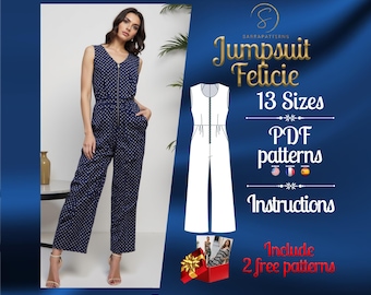 PDF digitales Schnittmuster Felicie Jumpsuit | Cottagecore Schnittmuster | Weites Jumpsuit Schnittmuster | Overall PDF Nähanleitung | Palazzo Overall
