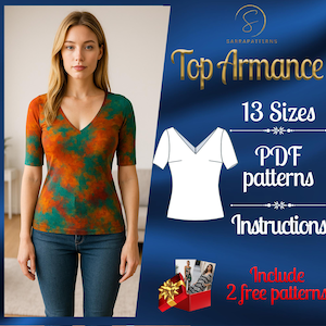 PDF digital sewing pattern Armance Top | Fitted top pattern | Classic top Pattern | Trendy top  | Summer top pattern | Easy top pattern
