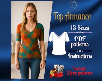 PDF digital sewing pattern Armance Top | Fitted top pattern | Classic top Pattern | Trendy top  | Summer top pattern | Easy top pattern
