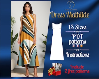 PDF digital sewing pattern for the Mathilde Tea dress | A-line dress pattern | Gown Sewing Pattern | Tea dress pattern | sewing pattern pdf