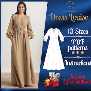 PDF digital sewing pattern  for Louise Ankle dress pattern | dress pattern| Gown Sewing Pattern | digital sewing dress | loose dress pattern