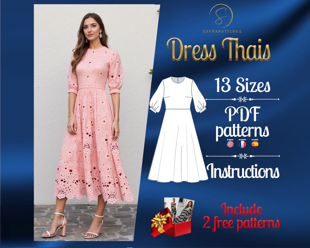 PDF Digital Sewing Pattern for Thais Midi Dress | Half Circle Dress ...