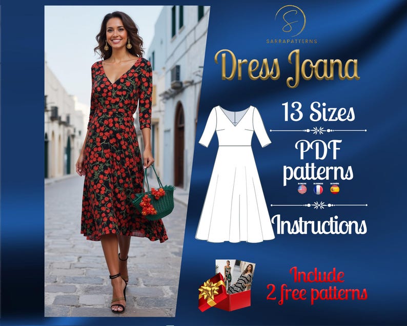 PDF Digital Sewing Pattern Joana Dress | Half Circle Dress Pattern ...