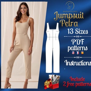 PDF digital sewing pattern for the Petra Jumpsuit | Straight Jumpsuit pattern | overalls pattern | jumpsuit pdf pattern | Comfy jumpsuit pdf