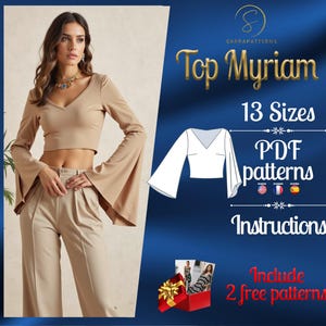 PDF digital sewing pattern Myriam Top | crop top pattern | Midriff top Pattern | Trendy top  pattern | Summer top pattern | Easy top pattern