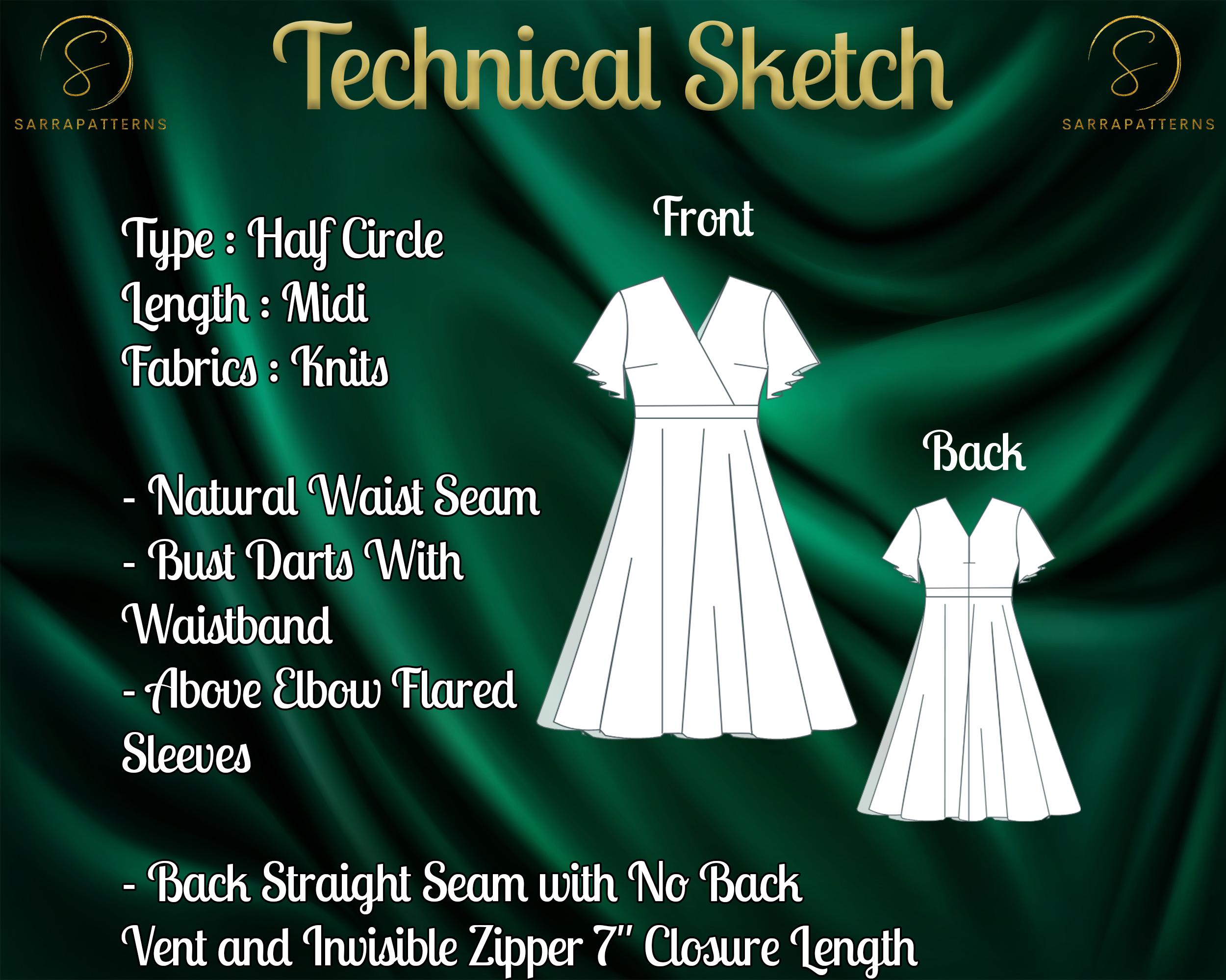 PDF Digital Sewing Pattern for Line Dress | Plus Size Patterns | Circle ...