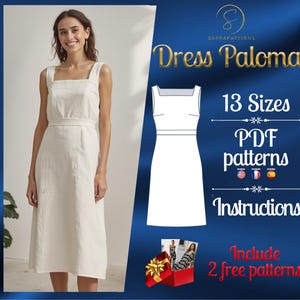 PDF digital sewing pattern for Paloma dress | Linen Dress pattern | Below Knee dress pattern | A line dress pattern | Sexy dress pattern