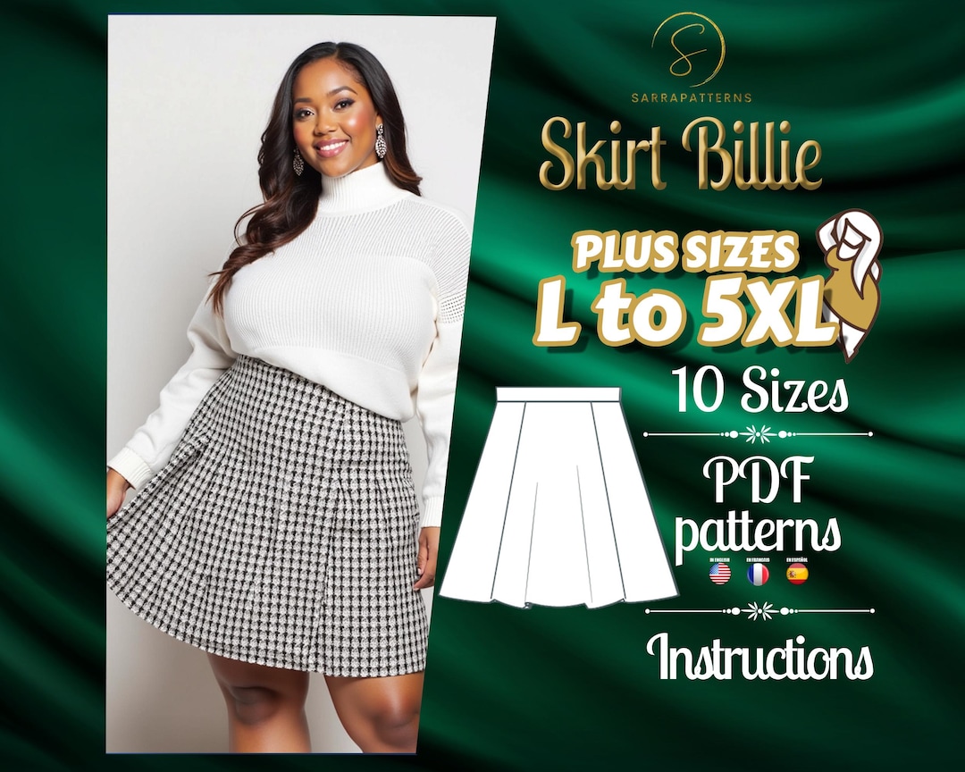 PDF Digital Sewing Pattern for Billie Skirt | Plus Size Patterns ...