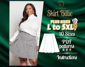 PDF digital sewing pattern for Billie Skirt | plus size patterns | Flared Skirt pattern | Summer Skirt Pattern  | curvy sewing patterns