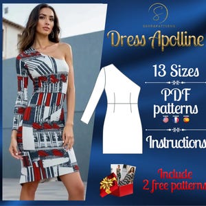 PDF digital sewing pattern  Apolline Knee dress | Straight dress pattern | formal dress pattern  | Mini dress pattern | sexy dress pattern