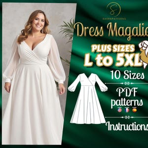 PDF digitales Schnittmuster für Kleid Magalie | Schnittmuster | Kreis Kleider Schnittmuster | Maxi Kleid Schnittmuster | kurvig geschnittenen Schnittmuster