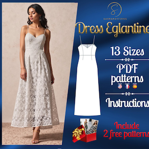 PDF digital sewing pattern for Eglantine dress | A line dress pattern | Gown Sewing Pattern | Full dress pattern | Maxi dress pattern