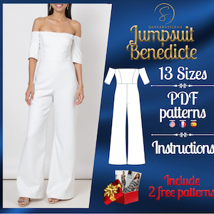 PDF digital sewing pattern Benedicte Jumpsuit | Palazzo Jumpsuit pattern | overalls pattern | jumpsuit pdf pattern | loose jumpsuit pattern