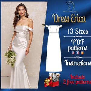 PDF digital sewing pattern for Erica dress | A line dress pattern | Princess dress pattern | Maxi dress pattern | Gown Sewing Pattern