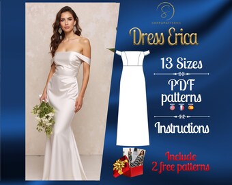 PDF digital sewing pattern for Erica dress | A line dress pattern | Princess dress pattern | Maxi dress pattern | Gown Sewing Pattern