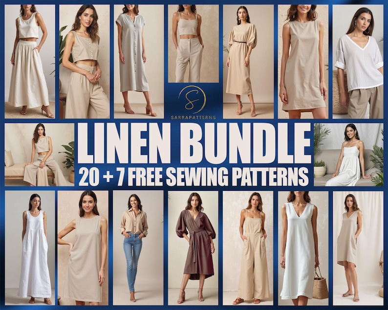 Simple Linen Stock Pattern Linen 27 Patterns Bundle | Linen Dress Pattern | Linen Pant Pattern ...