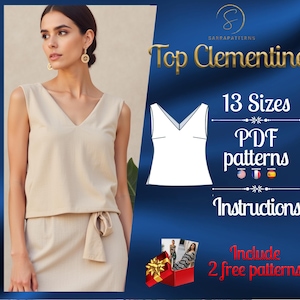 PDF digital sewing pattern Clementine Top | Linen Top pattern | trendy top pattern | summer top pattern | Tshirt pattern | Top Pattern PDF