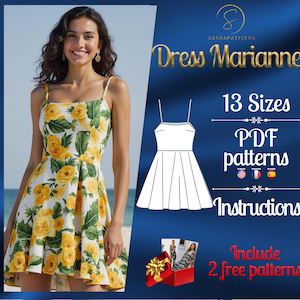 PDF digitales Schnittmuster für Mariane Minikleid | Vollkreis Schnittmuster | Mini Kleid Schnittmuster | sexy Kleid Schnittmuster | Schnittmuster für ein Kleid