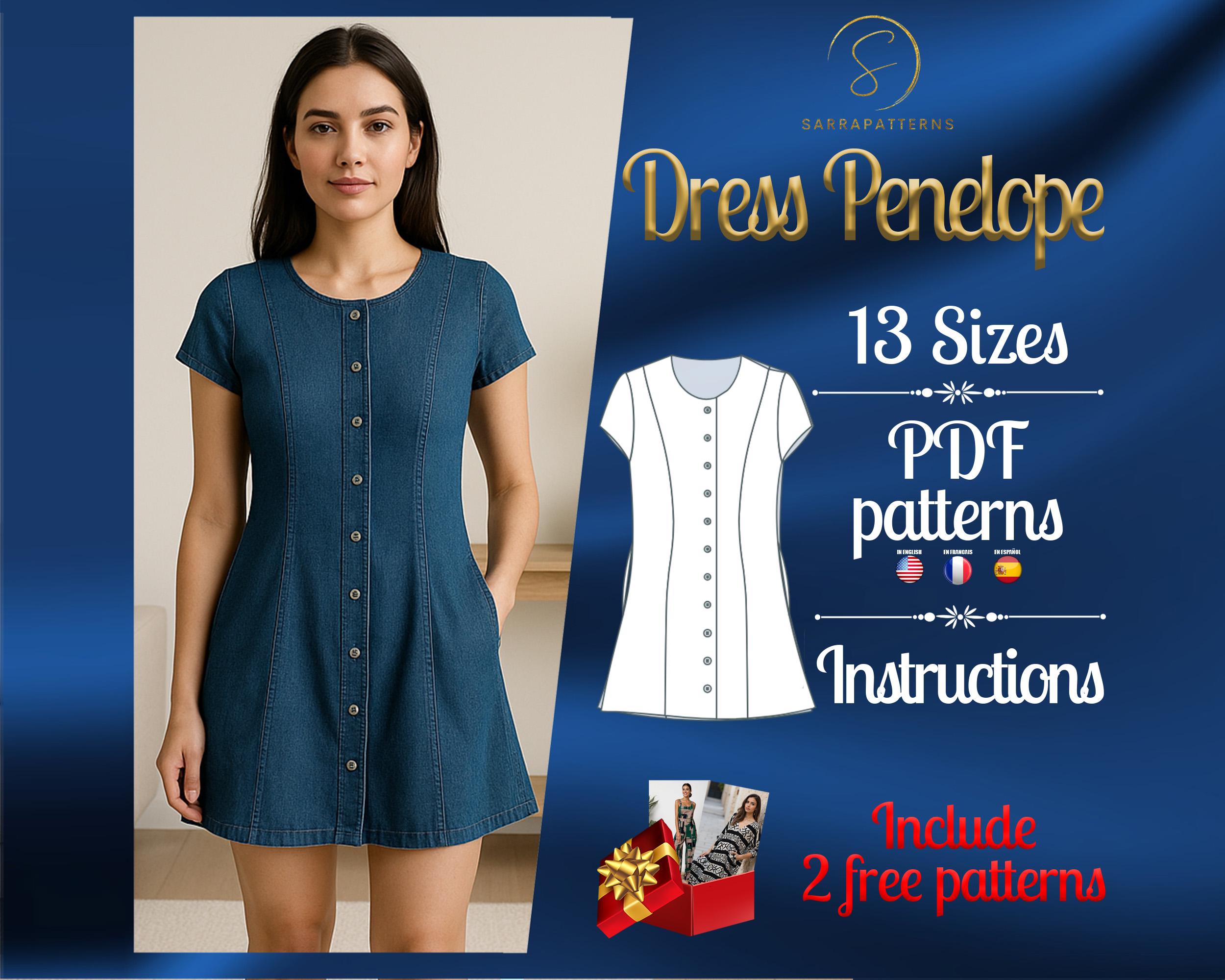 denim dress sewing pattern Heloise Dress Sewing Pattern PDF Boat Neck Fit & Flare Dress