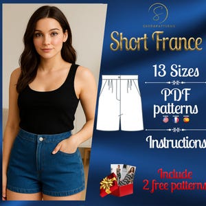PDF digital sewing pattern for France Shorts | easy shorts pattern | Jean Shorts pattern | Denim shorts pattern | women shorts pattern