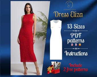 PDF digital sewing pattern for the Eliza Midi dress | Straight dress pattern | Gown Sewing Pattern | Midi dress pattern | sewing pattern pdf