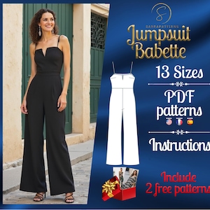 PDF digital sewing pattern for Babette Jumpsuit | Palazzo Jumpsuit pattern | overalls pattern | jumpsuit pdf pattern |loose jumpsuit pattern