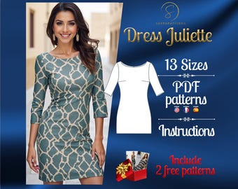 PDF digital sewing pattern for Juliette mini dress | Straight dress pattern | Mini dress pattern | sexy dress pattern | easy dress pattern