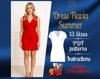 PDF digital sewing pattern for Flavia Summer dress | Straight dress pattern | Mini dress pattern | Easy Dress Pattern | Casual Dress Pattern