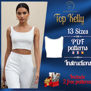 PDF digital sewing pattern Kelly top | top pattern women | crop top pattern | Midriff top Pattern | Summer top pattern | Easy top pattern