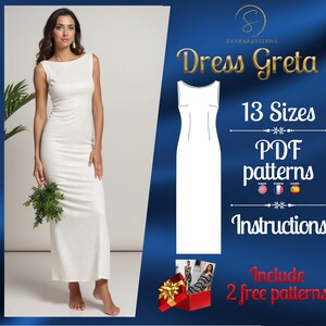 PDF digital sewing pattern for Greta dress | A Line dress pattern | sewing pattern pdf | Ankle dress pattern | Maxi dress pattern