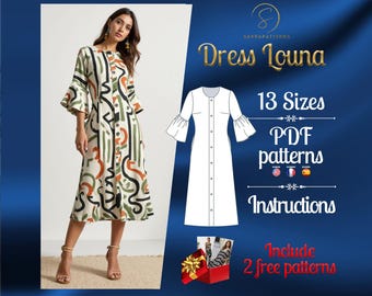 Empire Waist Dress, Women Dress Sewing Pattern, Sizes 4XS-9XL, Instant  Download  Printable PDF Sewing Pattern A4/letter and A0 - Etsy
